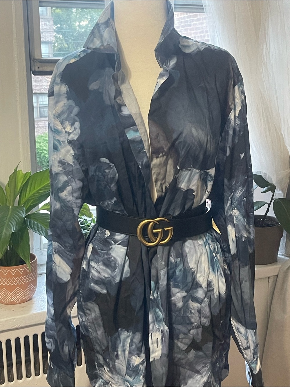 Ted Baker Black & White Abstract Long Sleeve Shirt Dress